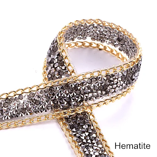 Hematite 20 мм, 1 ярд/Лот, отделка+ окантовка цепи, сделай сам, отделка из смолы, сумка, украшение для сандалей, аксессуары, драгоценный камень, золотые нашивки, аппликация B3797 - Color: Hematite