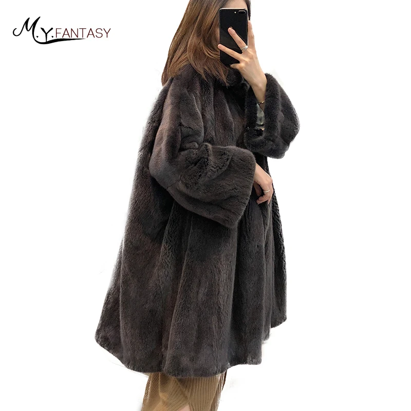 M. Y. FANSTY2018 зимняя импортная Вельветовая норковая шуба женская Норковая Шуба с