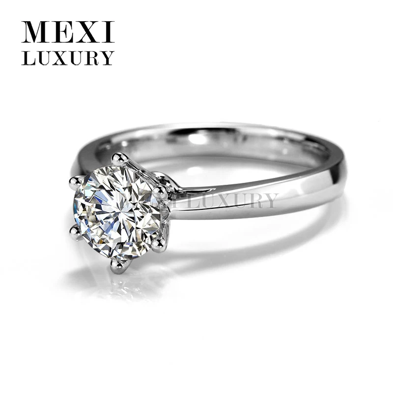 Классический Стиль 18-каратного белого золота кольца 1 0 Ct Moissanites Diamond EF Цвет Halo Для