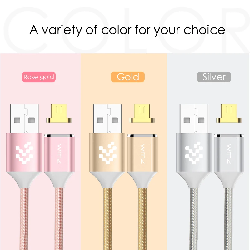 WMZ 2 Pack Magnetic Reversible Micro USB Cable Braided Fast Data Charging Sync for Samsung S7 LG V10 Sony Huawei P8 Xiaomi | Электроника