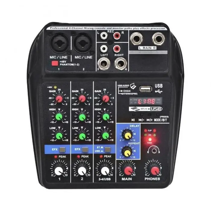 Мини USB аудио микшер усилитель Bluetooth доска 48 В фантомное питание 4 канала для DJ Караоке ED