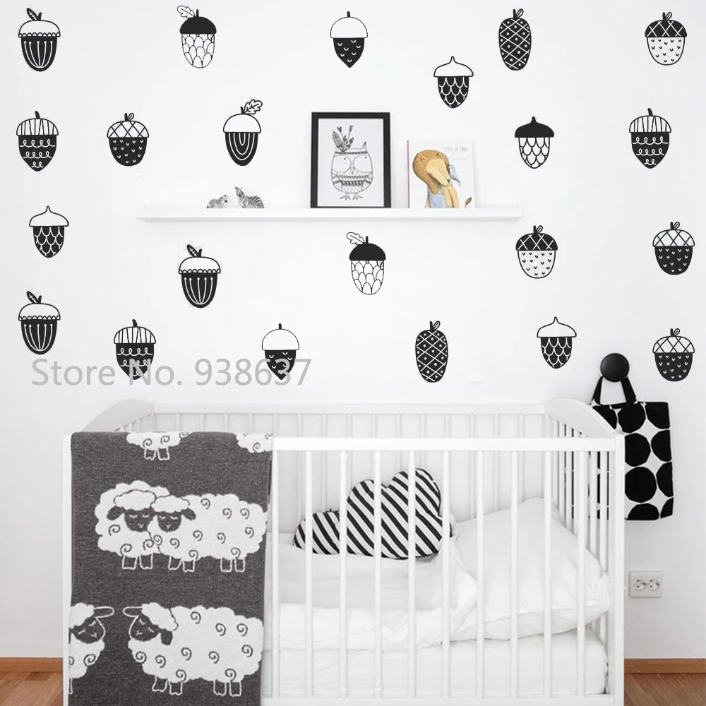 Acorn PVC Wall Stickers Nursery Room DIY Decoration Removable Woodland Decals Idea Art Sticker Wallpaper Bedroom JW304 |