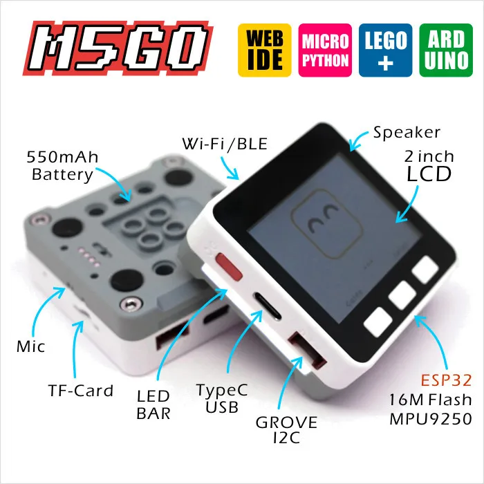 M5Go Iot Starter Kit Esp32 для Arduino/Micropython Программирование разработка ИК Mic 600Mah батарея |