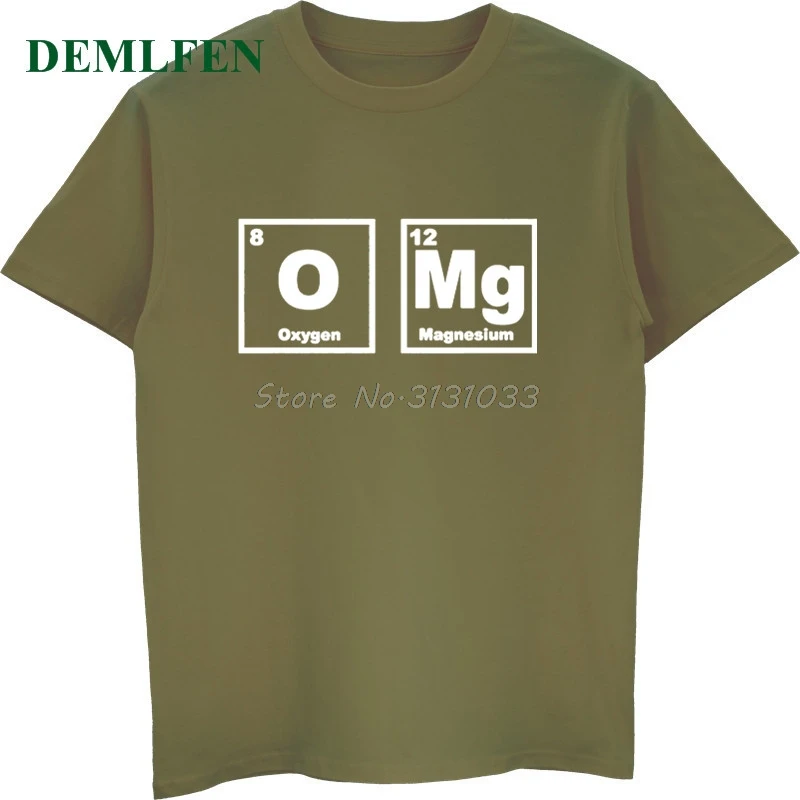 ArmyGreen OMG Ele, Мужская футболка, с ментальным столом, химия, наука, забавная футболка, летняя Мужская хлопковая футболка с коротким рукавом, повседневные футболки - Цвет: ArmyGreen