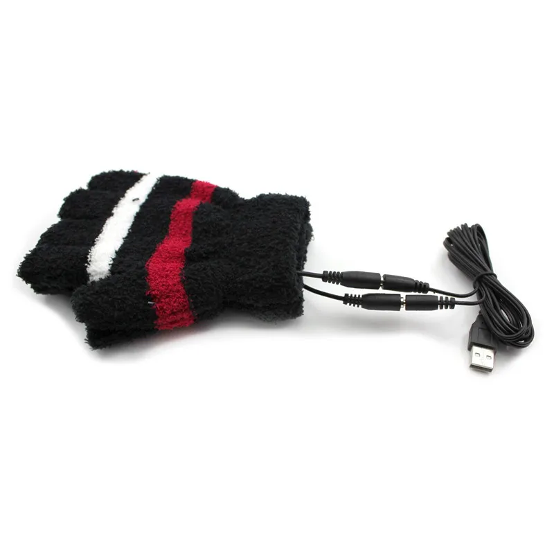 Перчатки без пальцев с подогревом питанием от USB для офиса Осень зима теплые