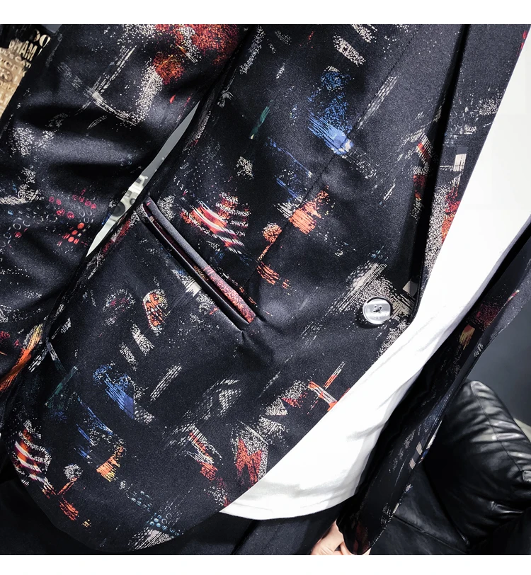 2019 новый дизайн блейзер для мужчин одна кнопка повседневное Slim Fit пиджаки Черный