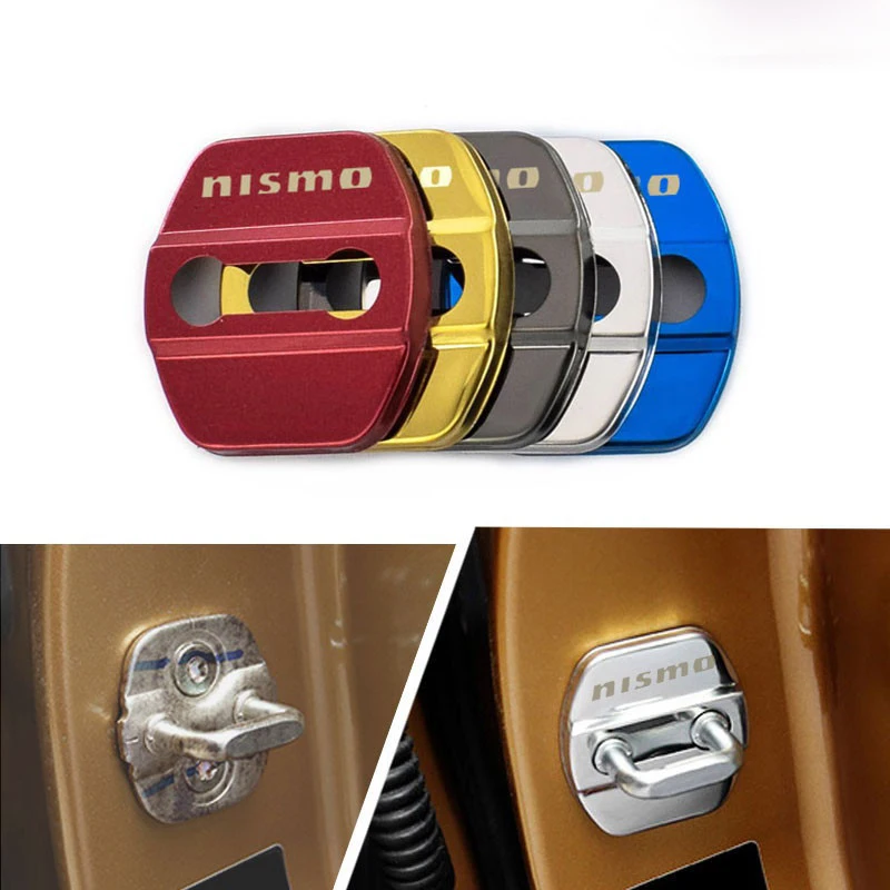 Car Door Lock Cover Protective Stainless Steel Case For Nissan nismo Emblem Badges Accessories Styling 4PCS/Lot | Автомобили и