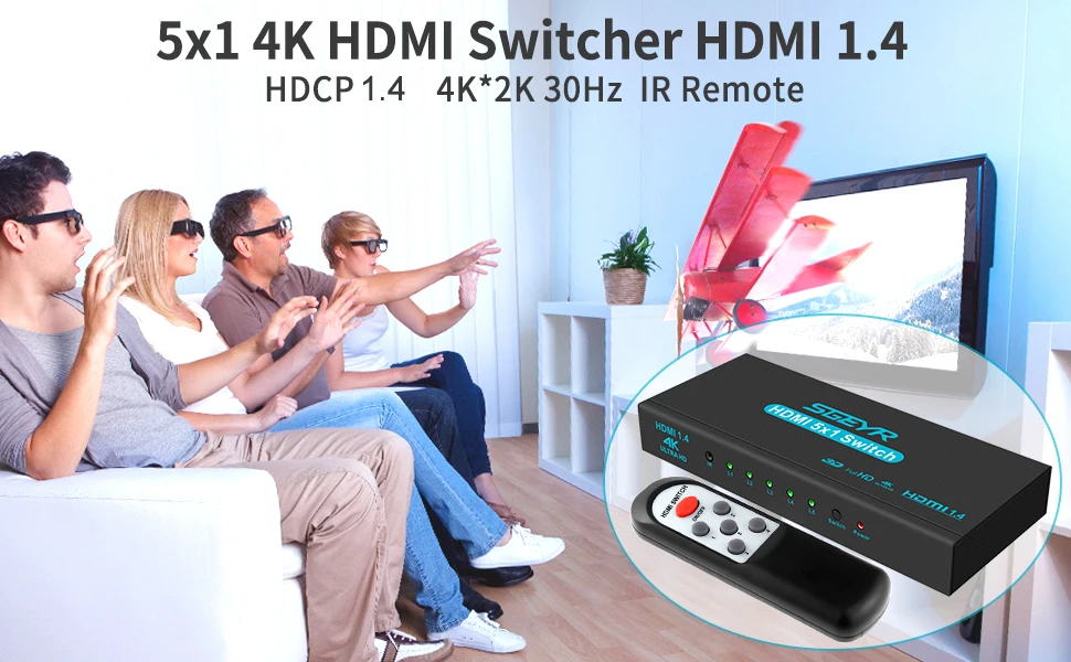 4K 5 портов HDMI переключатель 5 в 1 выход адаптер HDCP HDMI коммутатор разветвитель 1080P подключение 5 HD устройств к 1 HDTV PS3 DVD с ИК-пультом дистанционного управления