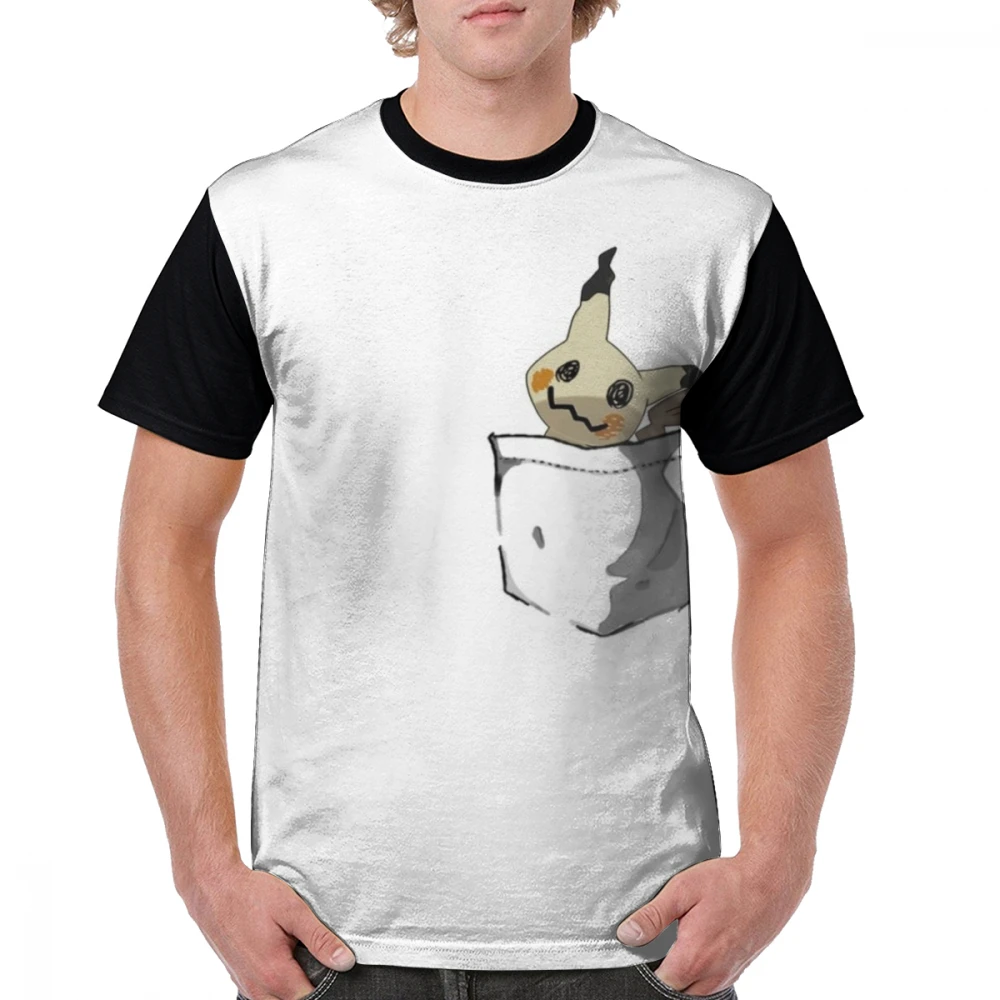 Пикачу футболка Mimikyu карманная футболка полиэстер 4xl графическая футболка уличная одежда графическая Мужская смешной короткий рукав Футболка - Цвет: Черный