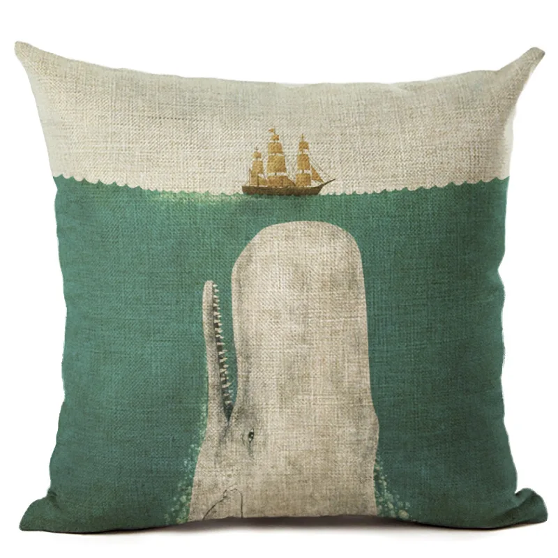 Marine Ocean Style Hippocampus Patterns Square 18&quot Cotton Linen Sea Horse Sofa Throw Cushion Covers Octopus Home Decor Pillows | Дом и сад