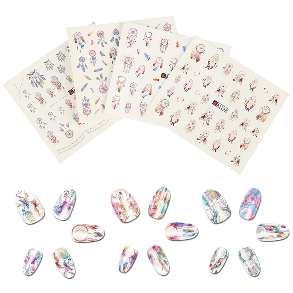 12 наклеек для дизайна ногтей Ловец снов стильная водная переводка УФ Гель лак