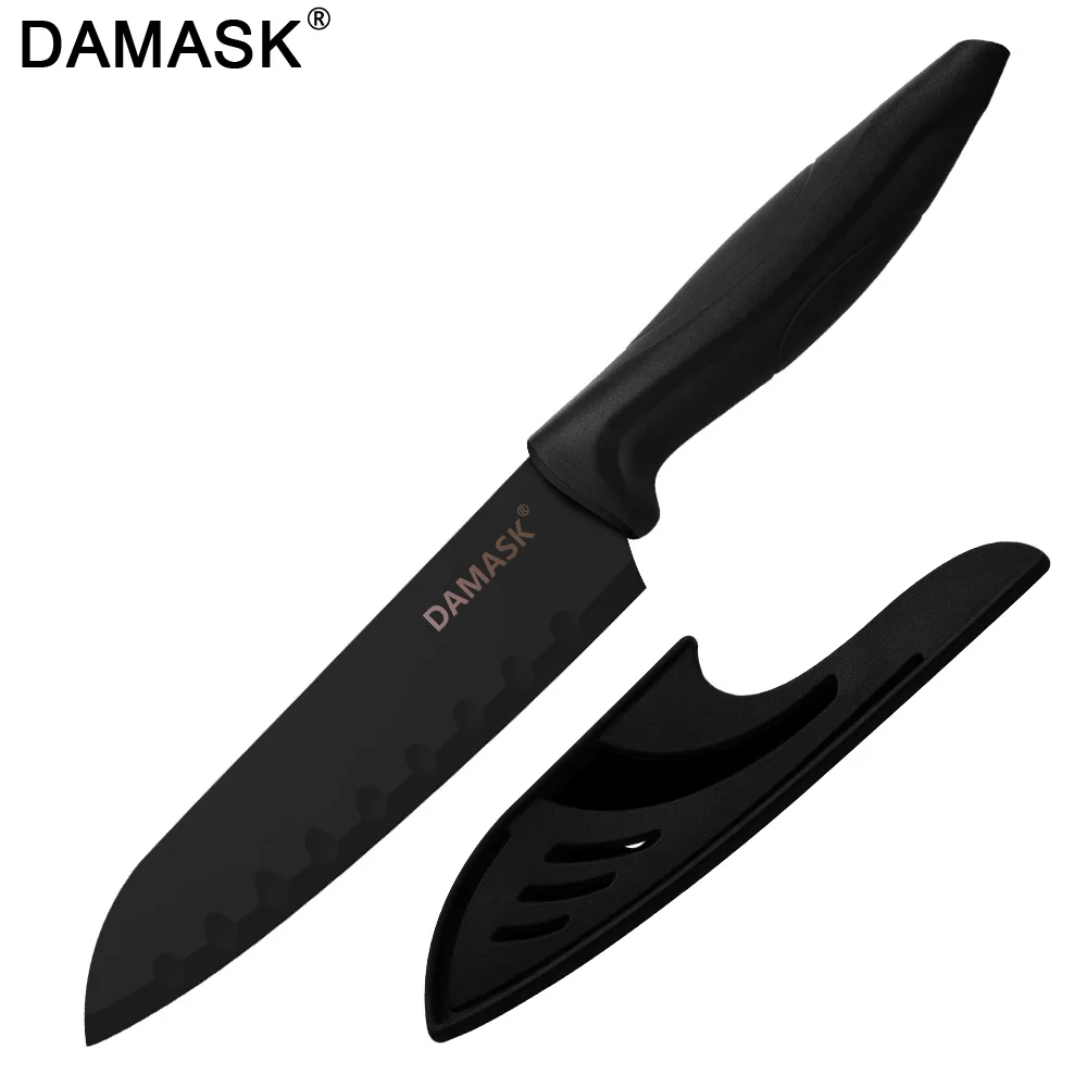 7 Inch Santoku Дамасский профессиональный нож шеф-повара черные стальные кухонные ножи острый универсальный нож японские ножи Gyuto для резки мяса рыбы лука - Цвет: 7 Inch Santoku