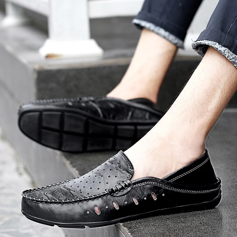 

Summer Shoes Men Loafers Breathable Leather Men Shoes Casual Slip On