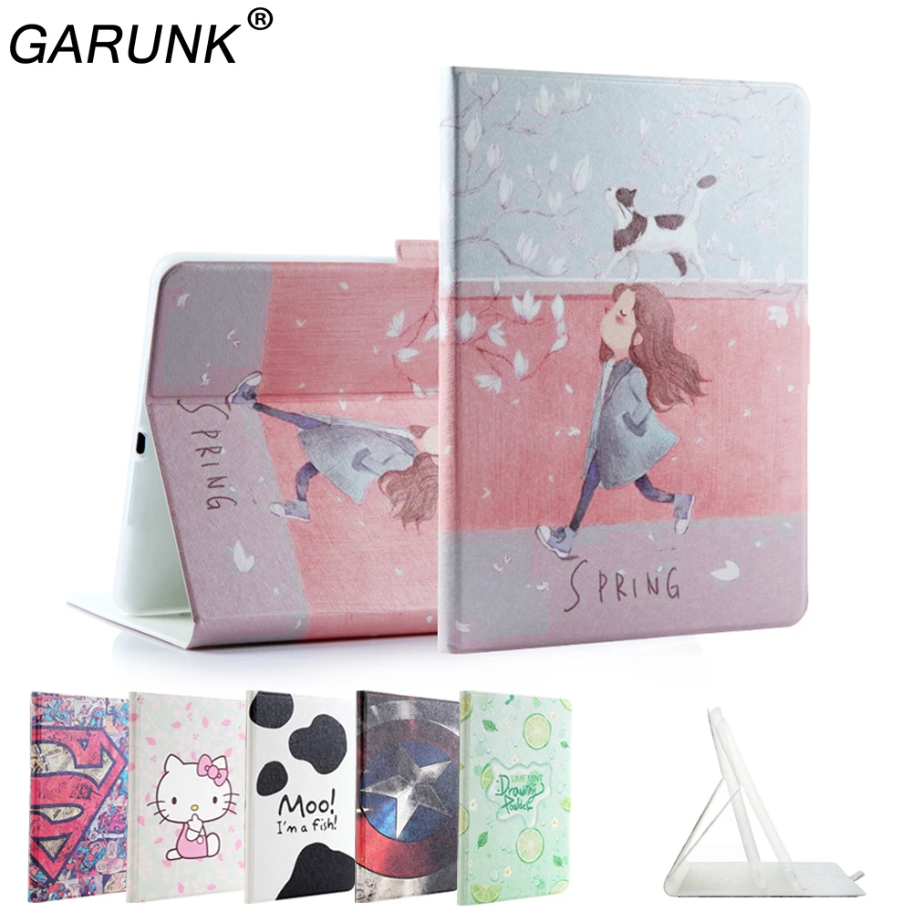 Чехол для iPad Air 1st 2 9 7 '' GARUNK Painting Kitty Cat симпатичная башня девушка Filp Кожаный