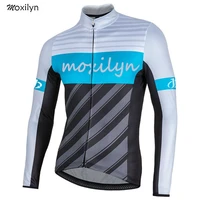moxilyn cycling jersey top long sleeve breathable winter for men roda bike cycling wear maillot ciclismo clothes blue and red
