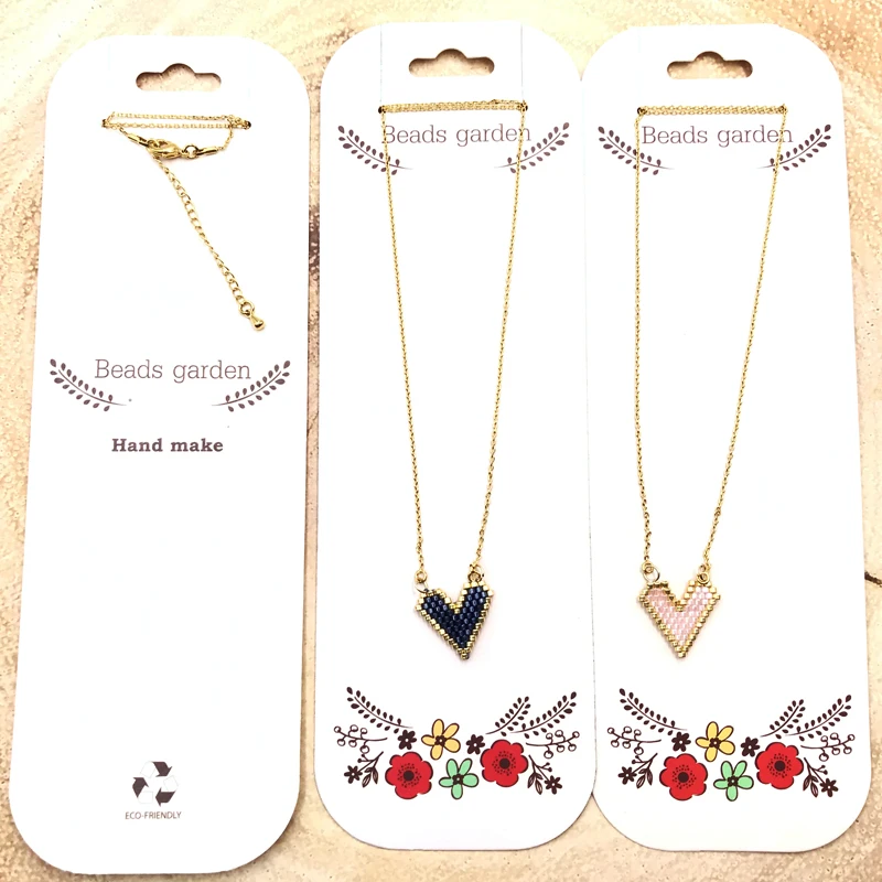 

FAIRYWOO Handmade Woman Sweet Heart Necklace Gold Thin Chain Choker Miyuki Glass Bead Cute Collares Necklaces Women Jewelry Gift