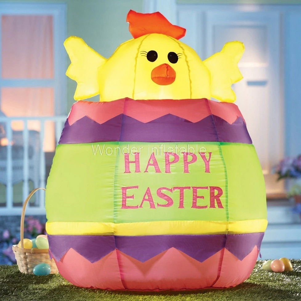 

2017 NEW HOT SALE 8FT Inflatable Happy Easter Egg With Chick Yard Decoration