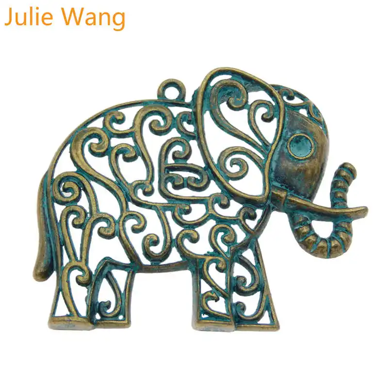 Julie Wang 4 шт украшения в виде слонов Животных различной формы Античный Зеленый