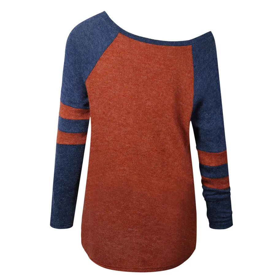 Модный женский вязаный свитер Hodisytian с длинным рукавом в стиле пэчворк