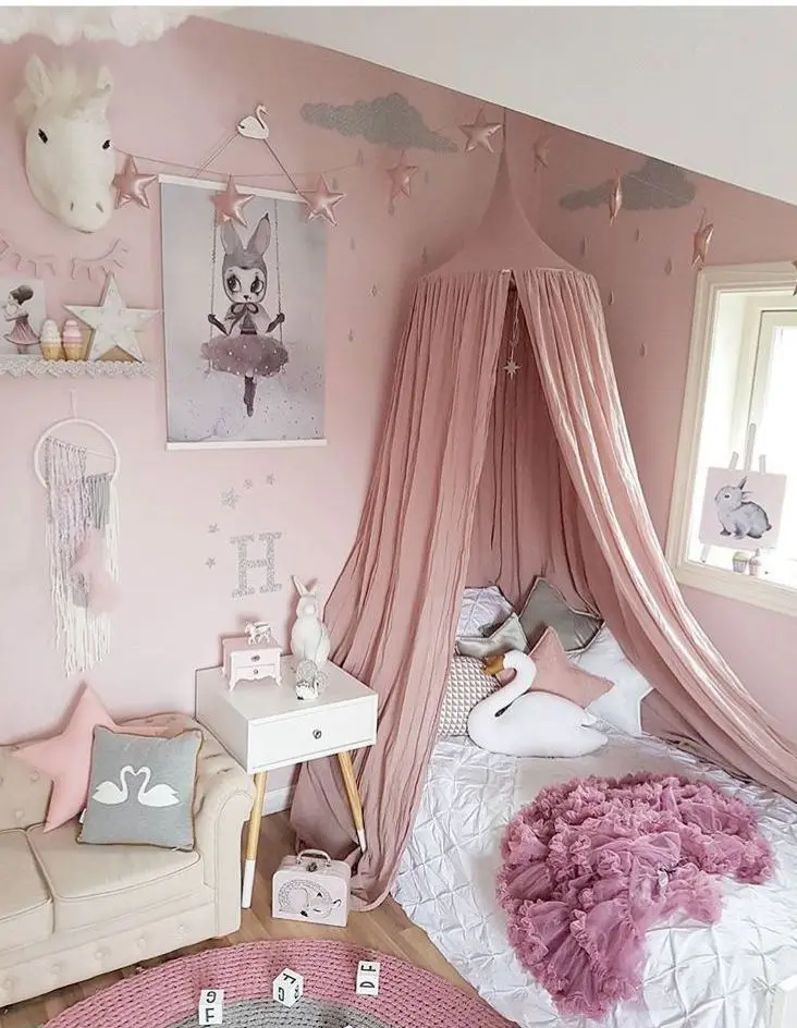 

Tent Crib Netting Palace Children Room Bed Curtain Hung Dome Mosquito Net Cotton Kids Girls Mantle Nets Tents