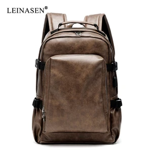 Дорожный рюкзак из искусственной кожи 14 дюймов, рюкзак для ноутбука, мужской рюкзак большой вместимости для мужчин и женщин, повседневные сумки