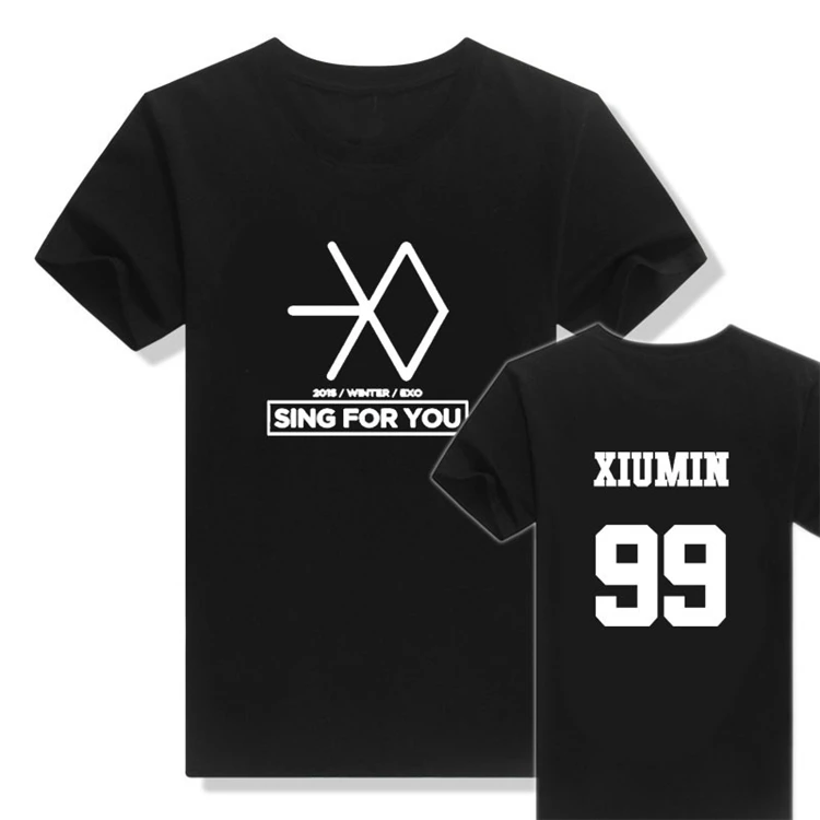 2016 kpop exo новинка Sping for you специальный альбом мужская и женская футболка с коротким