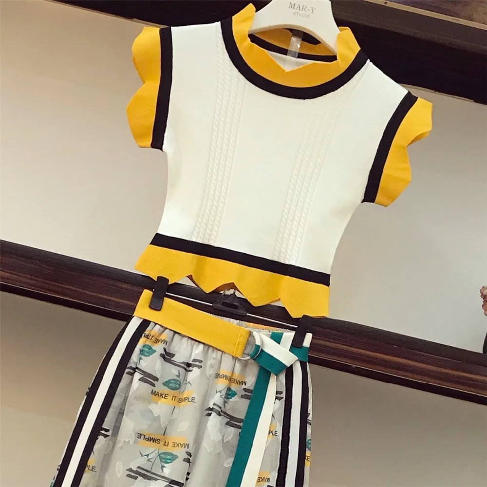 Повседневный укороченный топ брюки Женский комплект из 2 предметов без рукавов с