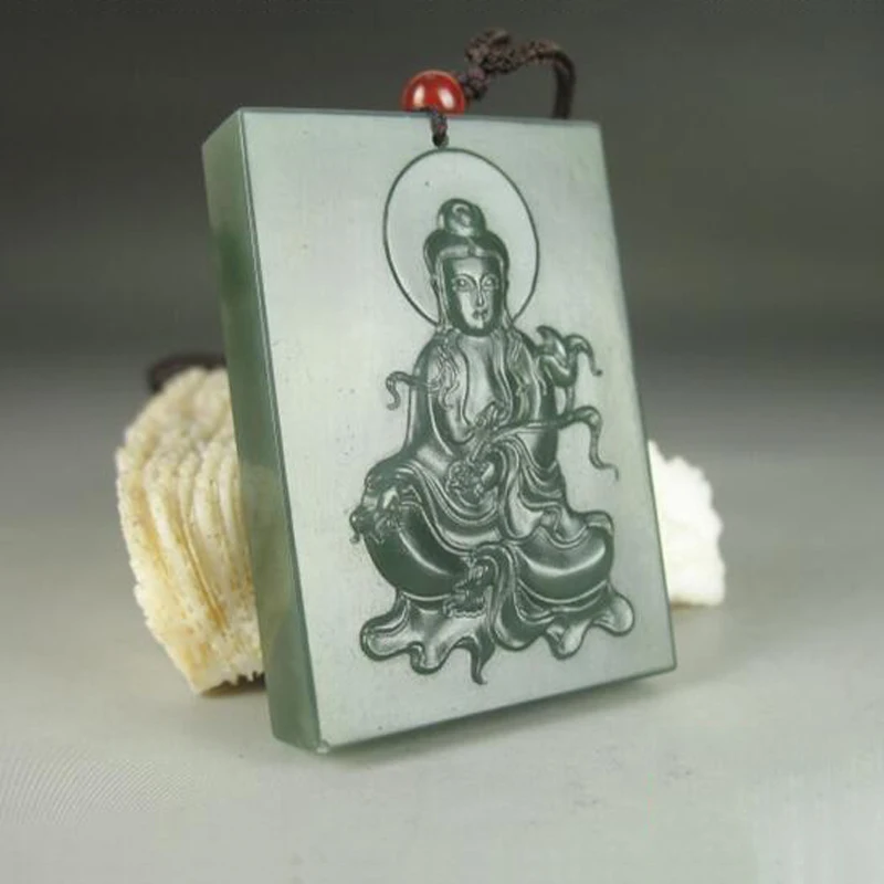KYSZDL Натуральный китайский Хэтянь нефрит ручная работа Guanyin модный свитер цепь