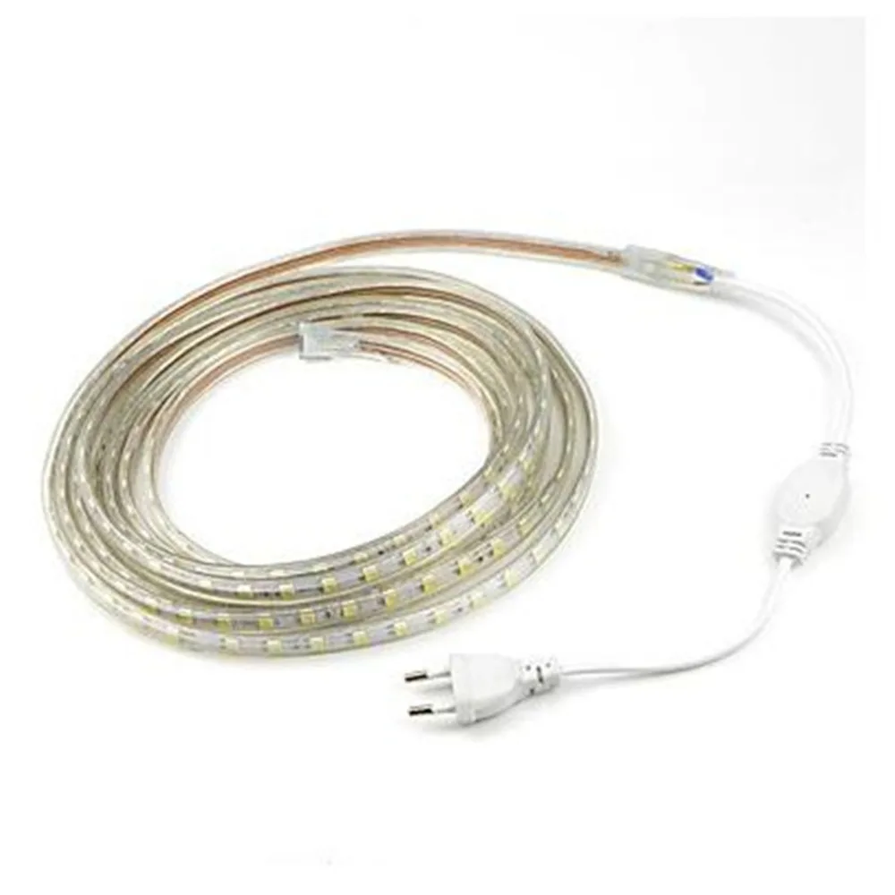 Светодиодная лента с usb-питанием AC220V в помещении и на открытом воздухе IP65 Водонепроницаемый лампочки на гибкой ленте с Подключаемый модуль для сада Кухня шкаф украшения