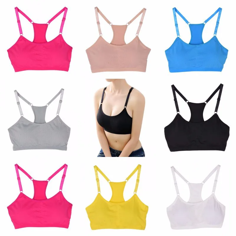 New Women Seamless Racerback Bra Padded Stretch Workout Top Tank Solid Color