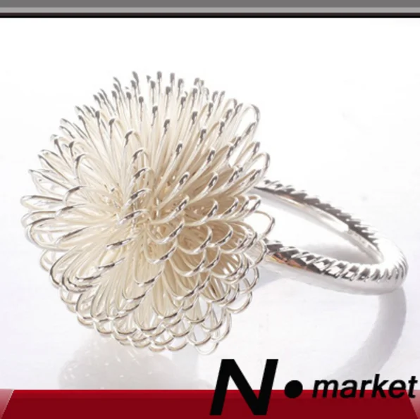 

Hot Sale Special Metal Line Flower Silver Napkins Ring Free Shipping For Wedding Or Halloween Party N.market