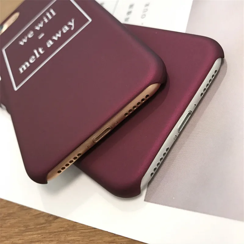 Новая мода Скраб Жесткий PC цвет красного вина чехол для iPhone 7 Plus 5 5S SE 6 S плюс письмо