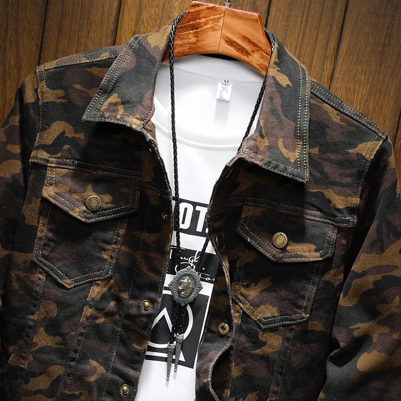 Мужская джинсовая куртка Batmo повседневная камуфляжная из денима Размеры M-5XL T90
