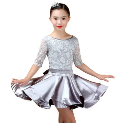 Платье для Бальных и латинских танцев кружевное платье с длинными рукавами