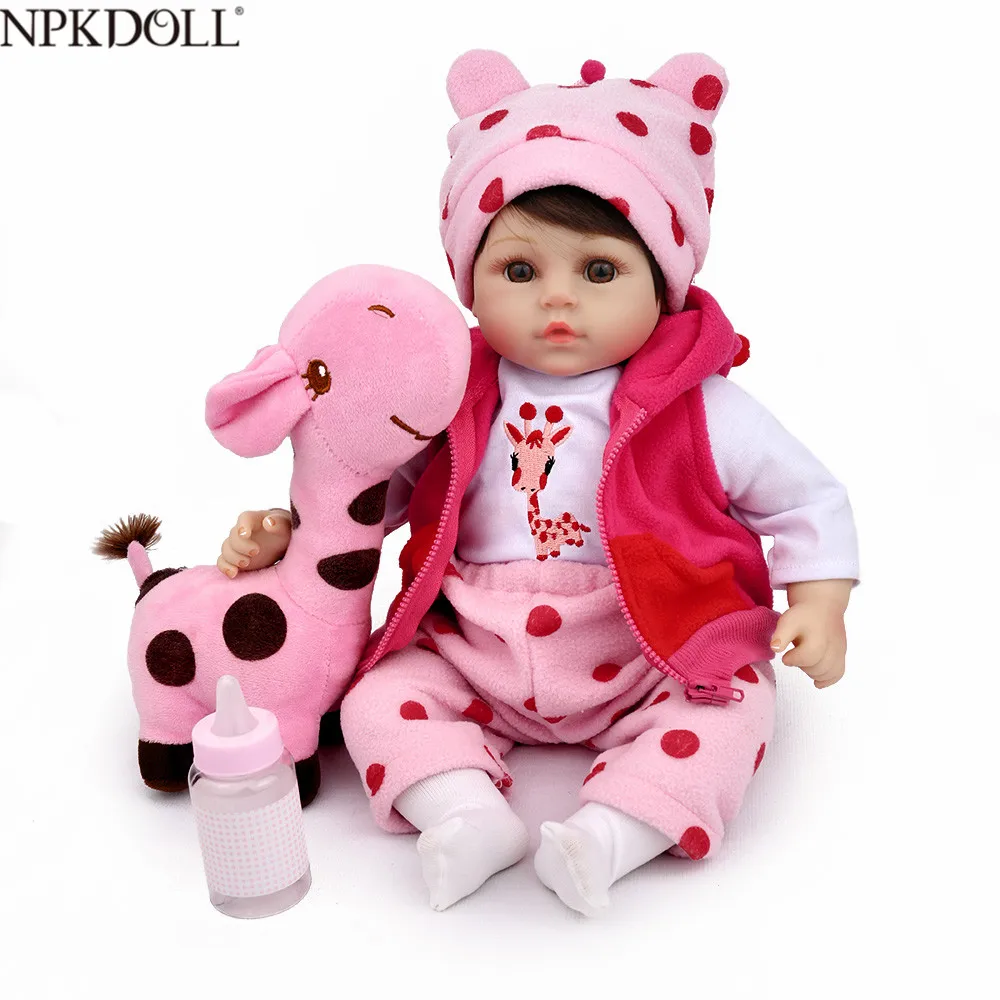 NPKDOLL кукла новорожденная Мягкая силиконовая 18 дюймов Розовая плюшевая игрушка