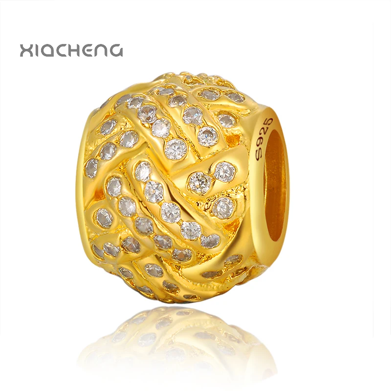 

Diy 925 Sterling Silver Beads Charms Retro Fashion Gold Color Full Crystal Beads for Diy Pandora Charms Bracelets & Bangles