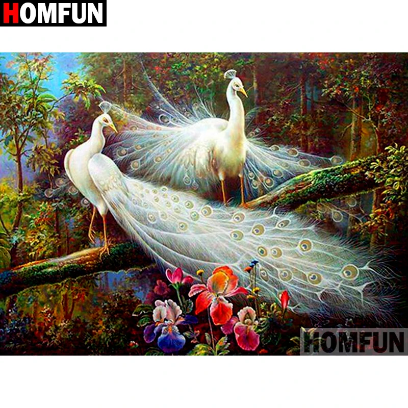 

HOMFUN Full Square/Round Drill 5D DIY Diamond Painting "Peacock landscape" Embroidery Cross Stitch 3D Home Decor A13150