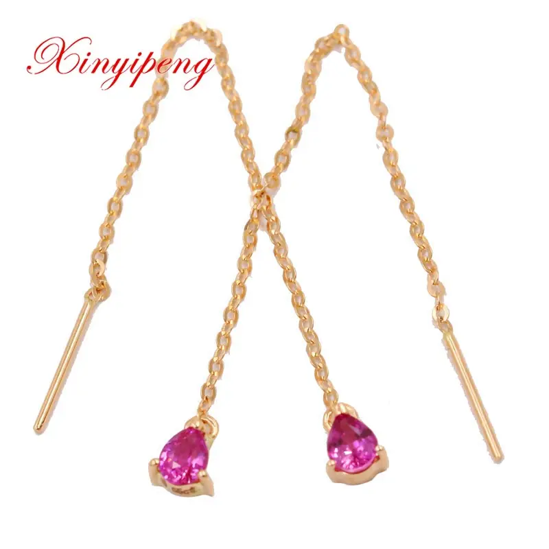 Xin yi peng Изящные Ювелирные изделия real 18k розовое золото 100% Природный розовый сапфир