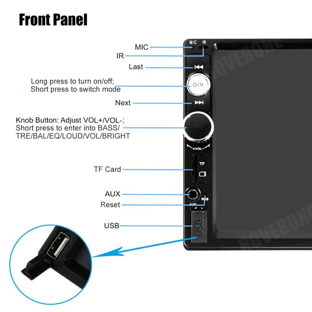 Автомагнитола RoverOne 2Din 7 &quotHD плеер сенсорный экран цифровой дисплей MP5 Bluetooth