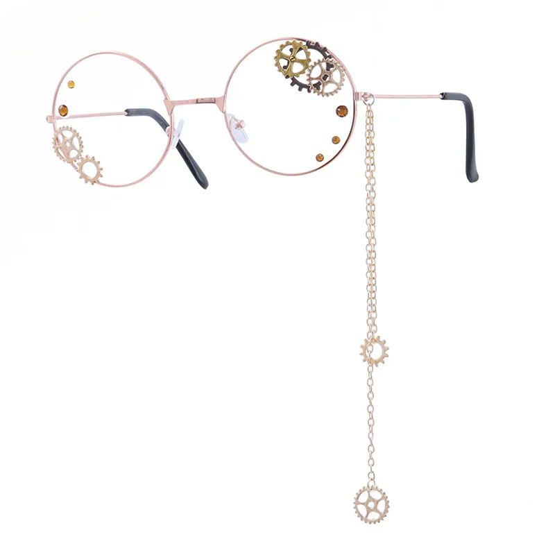Паровая панк Шестерня стекло es рамка для глаз Стекло es для женщин Ретро прозрачный ручной работы винтажные круглые оптические очки Oculos De Gafas рамки - Цвет оправы: C2