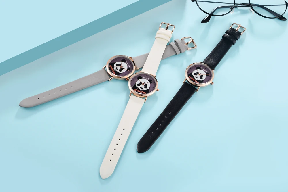 

Wal-Joy Brand New 2018 Cute Panda Animal Watch Women Girl Cartoon Quartz Watch Student Waterproof Leather Clock Gift (WJ9013)