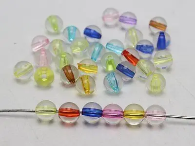 

200 Mixed Color Acrylic Smooth Round Bead 8mm Spacer "Bead in Bead" inside-Color