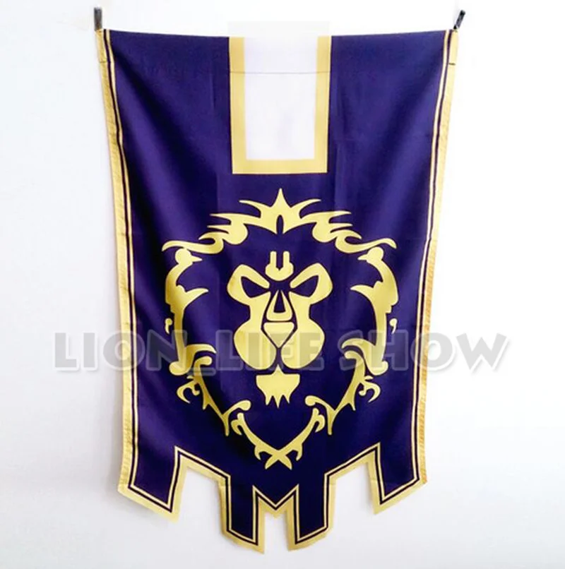 Dacron Blue Home Decor Cosplay Accessory for World of Warcraft: WOW Alliance & Horde Banner Flag image 3
