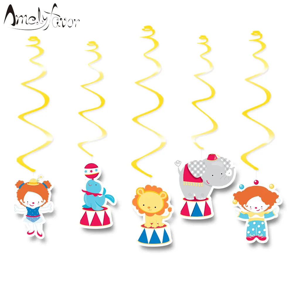 

Circus Theme Animals Ceiling Hanging Swirl Decorations Clown Cutout Party Supplies DIY Decorations Event Party Festival Supplies