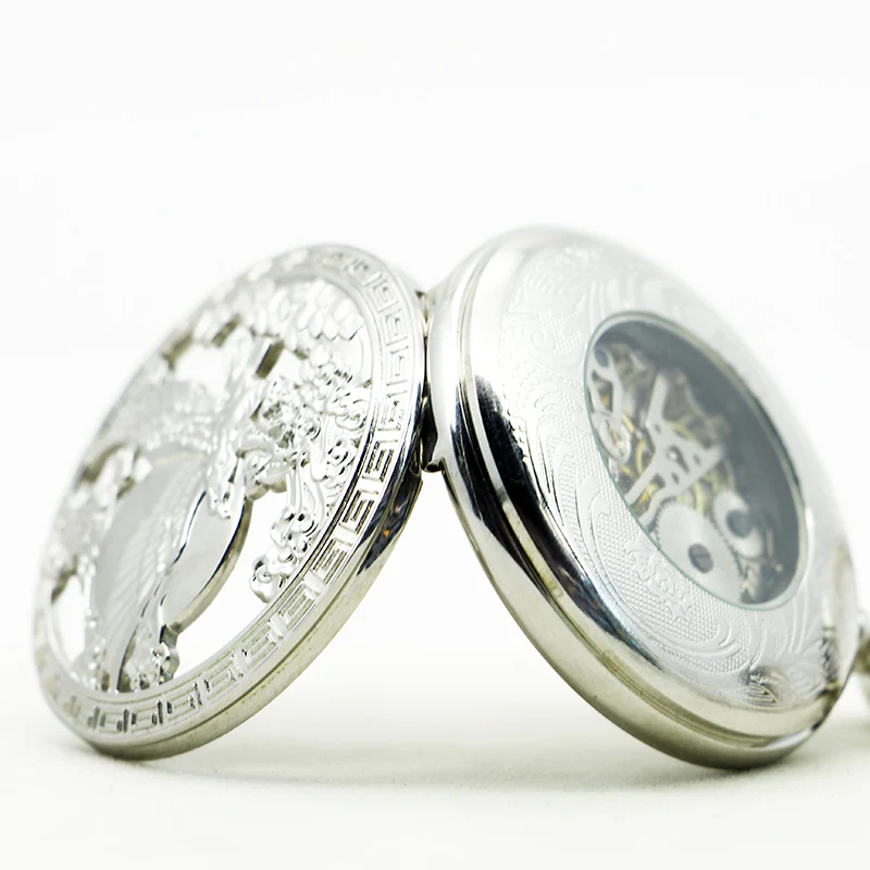 Vingtage Серебряный Орел механические FOB карманные часы мужские военные кулон цепь