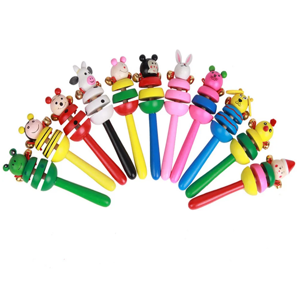 Детский деревянный колокольчик с мультяшными животными 2 шт./компл. музыкальный