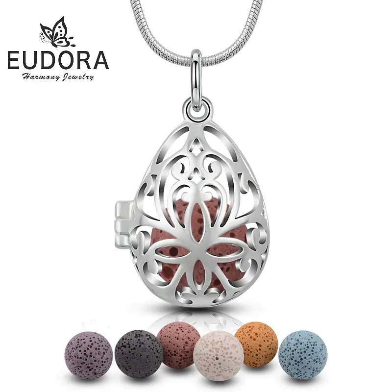 Eudora 12 мм Fllower Духи диффузор медальон кулон ожерелье Лава fit вулканическая лава шар