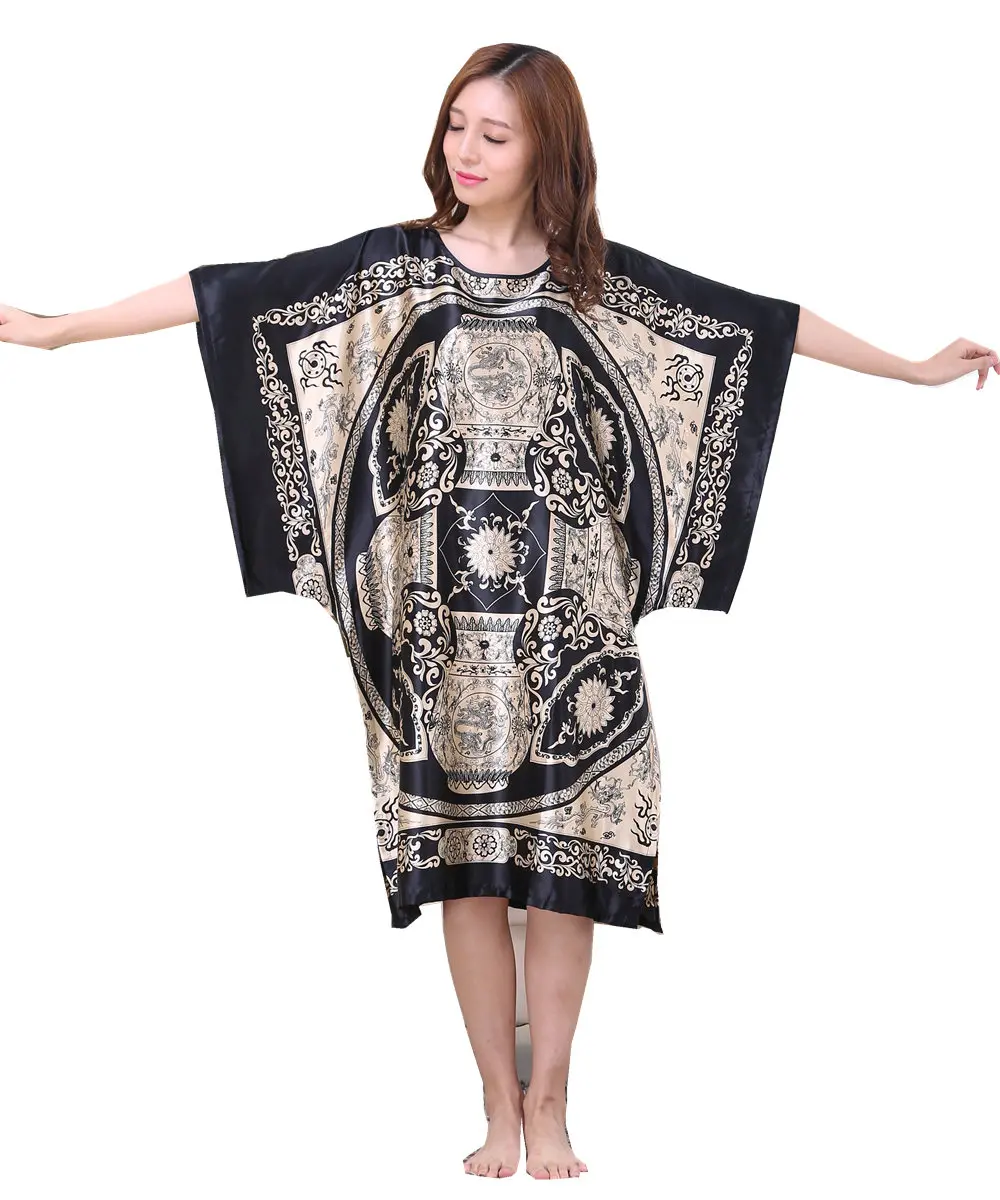 Женская ночная сорочка из искусственного шелка с принтом | одежда