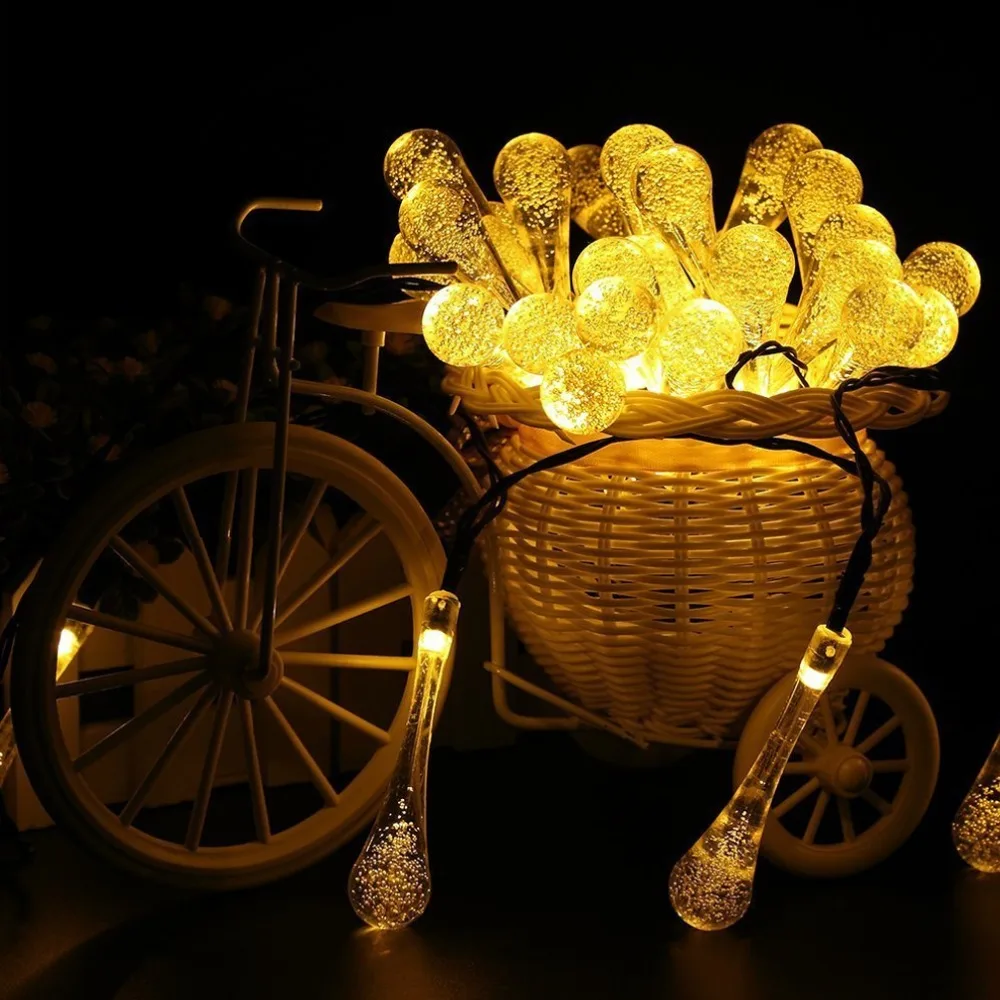 

GAOPIN Colorful Fashion Water Droplets Atmosphere Party Solar light string Yard Garden Lawn Tree Bush Fence Decorative Led light