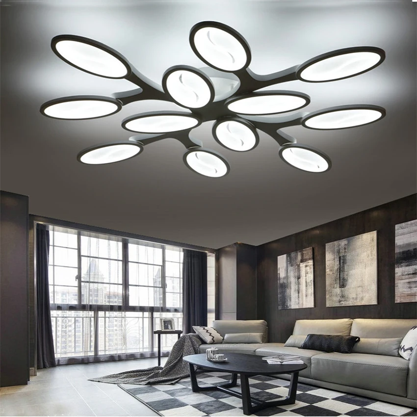 Новейший Креативный светодиодный потолочный светильник с листьями Кристальный